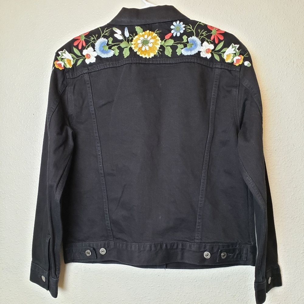 Levi's Ex-Boyfriend Trucker Black Jacket Ani Style - Picture 6 of 8